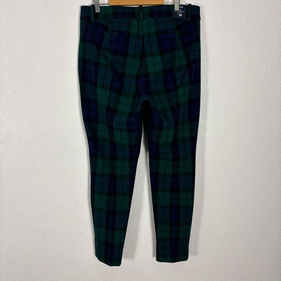 New J. Crew Blue & Green Plaid Ruby Full Length Straight Leg Dress Pants Size 14 - Picture 2 of 7